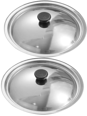 2 Stück Edelstahl Kochtopfdeckel als Universaldeckel für Pfannen | Bakelitknauf, Korrosions und Rostbeständig, Vielseitiges Design, Passend für Kochen in Küche