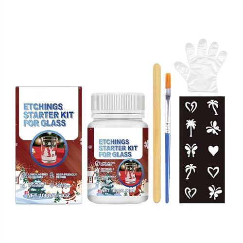 Professionelles Glas-Ätzcreme-Set, 100 ml, permanenter Zuckerguss-Ätzstarter für Glas und Spiegel, erstellen Sie komplizierte Designs auf Weingläsern, Fenstern, Spiegeln und DIY-Kunst