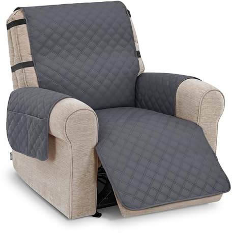 M MCombo Sesselschoner für Relaxsessel, Wasserdicht & Anti-Rutsch Sesselbezug mit Armlehne & Taschen, Kratzfester Sofabezug für Fernsehsessel (1-Sitzer)