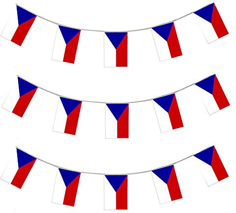 GROßHANDEL = GESCHÄFTE = VEREINE = GRUPPEN = CZECHOSLOVAKIA WIMPEL 100 GIRLANDEN JEDE IST 10 METER LANG UND JEDE EINZELNE FLAGGE HAT DIE MAßE VON 20X30cm DEKORATION SPORT PARTY PLASTIK