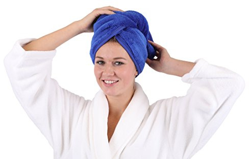 Betz Haartuch Turban, Mikrofaser-Haartrocknungshandtuch mit Knopfdesign zum Trocknen der Haare Farbe: blau