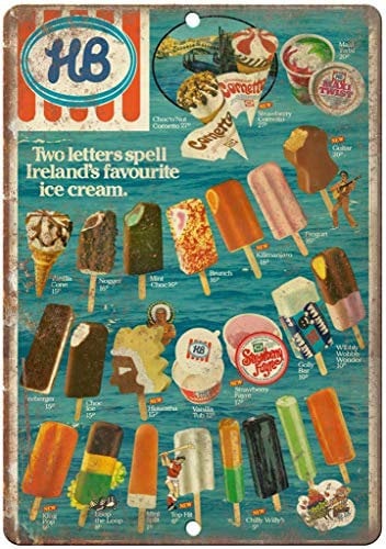 HiSign HB Ice Cream Ireland Menu Blechschilder Metall Poster Warnschild Retro Schilder Blech Blechschild Wanddekoration Malerei Bar Cafe Küche Garten