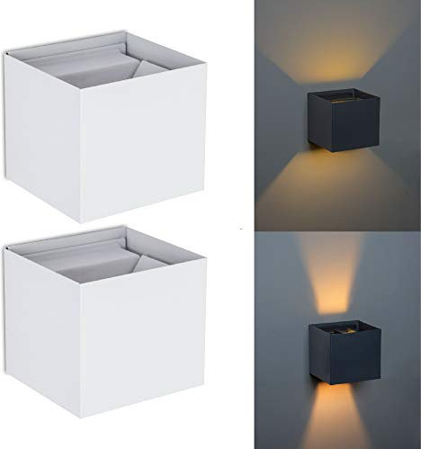 Trango 2er Pack 8015-02W IP44 Up & Down Wandstrahler *FLEX* in Weiß matt Eckig inkl. je 1x 3.5 Watt G9 LED Leuchtmittel mit einstellbar Abstrahlwinkel als innen & außen, Außenstrahler, Wandleuchte