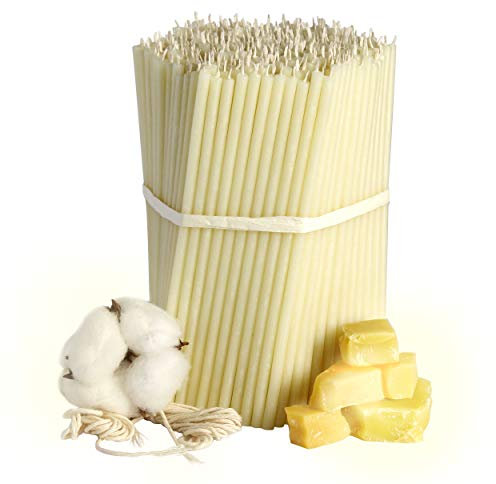 №80-50 Stk. Weiße Bienenwachskerzen-Kollektion: Traditionelle Stab- und Haushaltskerzen, Ritualkerzen sowie farbige Wachskerzen ein Set für Rituale L-18,5 cm Ø-6,1 mm, 60 Min Brenndauer