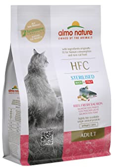 Almo Nature HFC Adult Sterilized - Trockennahrung für Katzen mit frischem Lachs ursprünglich Lebensmittelqualität und werden jetzt für Katzennahrung verwendet