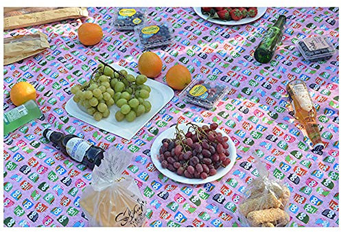 Picknickdecke,Feuchtigkeitsbeständige und wasserdichte Picknickmatte im Freien, Picknickmatte, Grasmatte 100 * 150 cm ohne tragbare Hijab-Pink-Eule