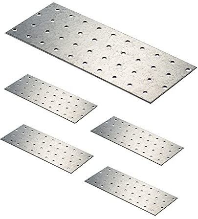 VHG Flat Connecting Joining Plates - Pack of 5 pcs (200 x 80 x 2) Heavy Duty Perforated Brackets, Galvanised Steel Sheet Braces, Metal Timber Fixing Repair Connector