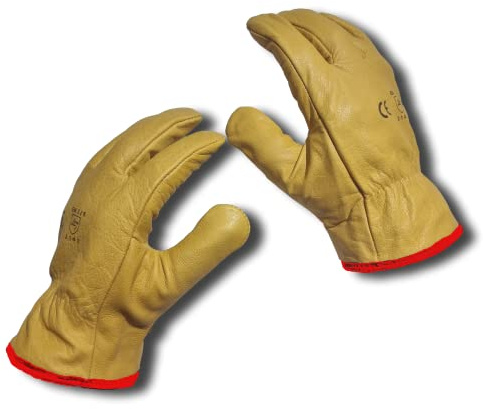 Fleece Lined Leather Work Gloves, Winter Thermal, Hard-Wearing, Size 10 XL | LLB Yellow Driving Gloves for HGV Lorry, Gardening, Builders, EN388 Cotton Fleece Lining, One Pair, Cold Weather PPE Safety