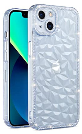 CrazyLemon für iPhone 6 Plus / 6S Plus Hülle, Durchsichtiges Silikon Klar Blauer Diamant mit Glitzerndem Strass Design Kameraschutz Weich TPU Stoßfest Handyhülle für Frauen
