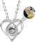 Drawelry Personalisierte Foto Projektion Halskette Herz Ich Liebe Dich 100 Sprachen Projektion Anhänger Kette mit Bild im Inneren Damen Halskette Erinnerungsschmuck Geschenke für Frauen Mädchen