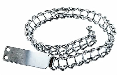CG94 - Collar niquelado para perros de 50 cm de tipo medio | Malla de escalera resistente | Placa identificativa grabable | Seguridad y estilo, metálico, aleación de acero