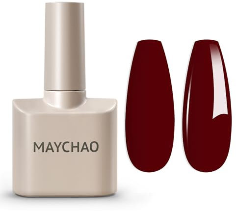 MAYCHAO Gel Nail Polish, 15ML Burgundy Red Gel Nail Polish, Soak Off UV LED Wine Red Nail Varnish Starter Manicure Salon DIY at Home, 0.5 OZ