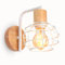 LIGKIN Wandleuchte Innen, Vintage Wandlampen Industrie Wandbeleuchtung, E27 Retro Lampe aus Käfig Metall und Holz, Vintage Wandlampe für Wohnzimmer Esszimmer Schlafzimmer Flur Küche(Weiß)