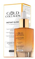 GOLD COLLAGEN Instant Glow - Serum, Vitamin C und Vitamin E, dreifache Antioxidationswirkung, adstringierendes Gesichtsserum, Anti-Falten, für Damen und Herren, mit Niacinamid, Skin Care, 30 ml