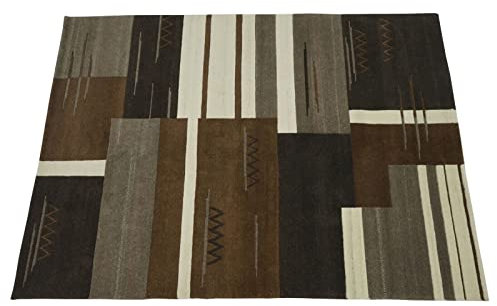 Compatible with Braun Beige Grau Teppich Indo Nepal Handgeknüpft 100% Wolle 170X240 cm N763