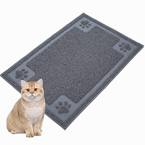 Vealind Basics Cat Litter Mat Large Litter Trapping Mat Washable Non-Slip Litter Box Pad 40 cm X 60 cm Easy to Clean PVC Pet Feeding Mats for Cats Dog
