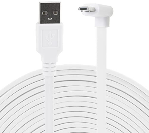 LEFXMOPHY Power Cord for WYZE Cam Pan V3 90 Degree L-Shape Connector 20ft Micro USB Right Angle White Extension Charging Cable