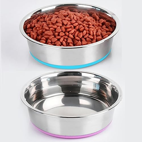 WEDAWN Edelstahl-Hundenäpfe, rutschfeste Gummiunterseite, tiefer Edelstahl-Katzennapf für Wasser und Futter mit Rutschfester Gummiunterseite für kleine/mittelgroße und große Hunde, Katzen