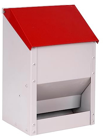 4.5kg Galvanisiertes Hühnerfutterhaus mit Deckel Wetterfestes Automatisches Geflügelfutterhaus Wandmontage Hühnerstall Futterspender für Hühner Enten