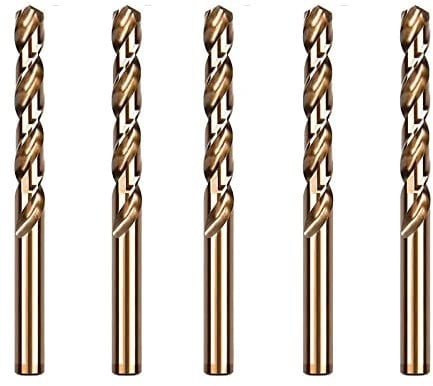 Janzoom HSS-Co Lot de 5 forets hélicoïdaux 5 % en cobalt pour perçage sur acier inoxydable, aciers durs, métal (12 mm)