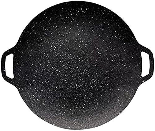 Placa de hierro fundido para barbacoa, accesorios redondos de fácil limpieza, para camping y jardín (28 cm)