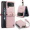 EYZUTAK Coque pour Samsung Galaxy Z Flip 4 5G,Premium Etui à Rabat en Cuir PU avec Fentes pour Le Bracelet Support Antichoc Silicone Housse en Cuir Rétro - Rose