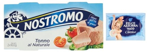 20er-Pack Nostromo Thunfisch Tonno al Naturale,Natürlicher Thunfisch,2x160g Dose + 1er-Pack Kostenlos Felce Azzurra Talkumpuder, 100g-Beutel