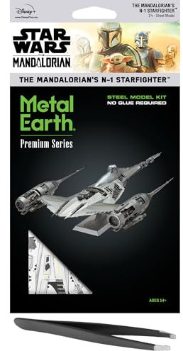 Fascinations Metal Earth Premium Series Star Wars Mandalorian N-1 Starfighter 3D Metall Modellbausatz Bundle mit Pinzette