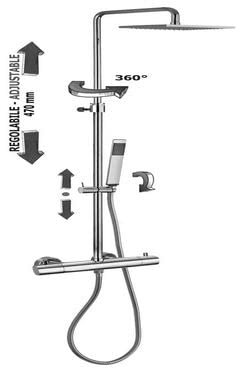 ZCOL641KLIQCR Colonna doccia BIRILLO SQUARE PAFFONI
