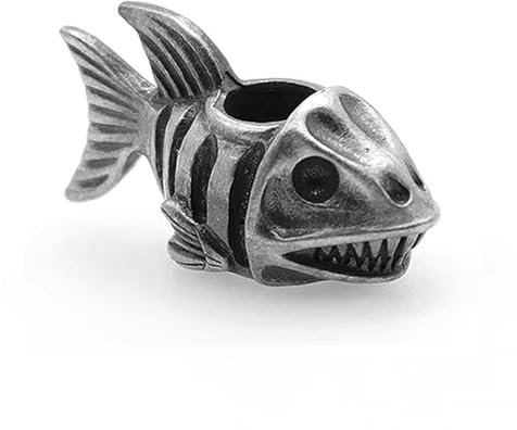 FLAMEDUKE Messer-Schlüsselband-Perlen, Paracord-Perlen, Hai-Perlen, handgegossener Kupferanhänger, für EDC DIY Paracord-Zubehör, Charms, Bartperlen für Männer (FD-071-S), klein, Silber