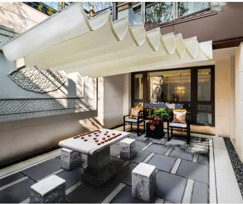 TsoLAY Tenda a Onda Tenda a pergola Retrattile, Tenda a Traliccio for pergola, Realizzata su Misura, Il Prezzo sopra Indicato è for 1 Metro Quadrato. Parasole a pergola(White)
