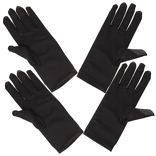 COLLBATH 2paare Schwarze Kurze Satinhandschuhe Für Damen Partydekoration Cosplay Opernhandschuhe Für Besondere Anlässe