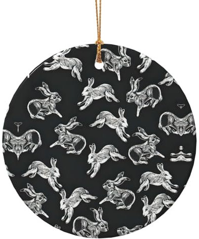 Keramik-Weihnachtsschmuck mit Hasen-Motiv, Mini-Dekoration, Outdoor-Hängeornamente