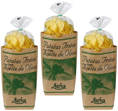 Patatas Fritas Marisa Kartoffelchips mit Olivenöl und Meersalz Vegetarisch Glutenfrei Spanien inkl. FeinWert E-Book (3 x 160 g)