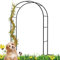 Black Steel Garden Arch Trellis for Climbing Plants Outdoor Metal Arbor for Wedding 6ft x 7ft Wide Patio Arbour with Base