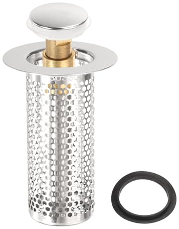 sourcing map Abflusssieb für Waschbecken, 3 Stück, mit abnehmbarem 304 Edelstahl-Filterkorb, 7,9 x 5,6 cm, passend für 3,8 cm - 4,8 cm Loch für Waschbeckenstöpsel