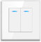 Interruptor Empotrable De Pared De Cristal Templado - Interruptor Doble，Fácil De Limpiar Con Indicador Fluorescente (blanco)