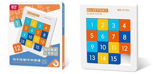 XMDCuber QY Toys Macaron Color 4x4 Klotski Puzzle Magnetic Sliding Number Puzzle,Klotski 15 Digit Version ABS Brain Teasers Toy Jigsaw Intelligence (2024 Edition)