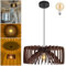 Aozhate Retro Holz Pendelleuchte Esstisch Boho Pendellampe, E27 Vintage Küchen Hängelampe Höhenverstellbare esstischlampe, Ø50cm Deckenlampe Wohnzimmerlampe Schlafzimmerlampe Flur Esszimmer Cafe