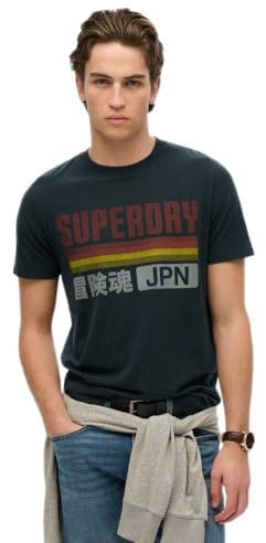 Superdry Japan Stripe Relaxed T-Shirt - Eclipse Navy (UK, Alpha, S, Regular, Regular, Black)