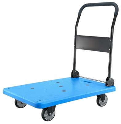 LIBANGRONG-888 Transportwagen Ultra-leiser Push-Flachbettwagen, zusammenklappbarer Wagen, Transporter, Frachtwagen, tragbarer, robuster Allradanhänger Klappwagen(Blue)