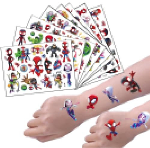 Spinnen Tattoo Kinder, 8 Blätter Spinnen Temporäre Tattoo Aufkleber Set für Mädchen Jungen Wasserdicht für Geburtstagsgeschenke Kindergeburtstag Mitgebsel Festival Party Deko