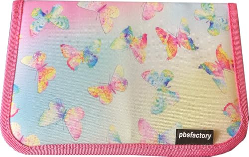 pbs factory GmbH Schulmäppchen, Schüleretui, Federmäppchen gefüllt, 50 Teilig (Schmetterling)