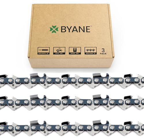 BYANE 22 Inch Chainsaw Chain, .325 Pitch, .058'' Gauge, 86 Drive Links (3 chains)