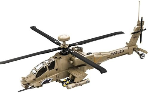 WANGE Hubschraubermodell Boeing Apache AH-64 zum Bauen mit Bausteinen. Leistungsstarker, wendiger und stark bewaffneter Kampfhubschrauber. Flugmodellbau 1:48
