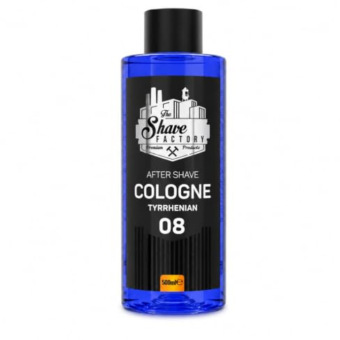 The Shave Factory – Tyrrhenian 08 After Shave Cologne – Parfümiertes Eau de Cologne in einer Glasflasche nach der Rasur 500 ml