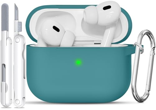 TNSNK für AirPods Pro 2nd/1st Hülle (2023/2022/2019), Silikon Stoßfeste Schutzhülle mit Clean Kit & Keychain, Support Wireless Charging - für AirPods Pro 2nd/1st, Denim Blue