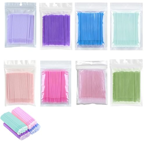 800 Stück Reinigungsstäbchen, Wattestäbchen Viele Farben Wimpernbürste, Microbrush Stäbchen Geeignet für Make Up Pinsel Wimpern Augenline Reinigung