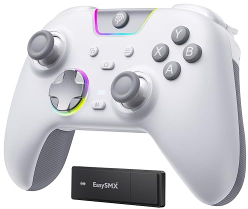 EasySMX X05PRO Wireless Controller PC, Gaming Controller für PC mit leise Tasten, 2-stufige Tigger, Hall Joysticks, 2 programmierbare Tasten, 1000mAh Akku, Kompatibel mit PC/Switch/Android/iOS-Weiß