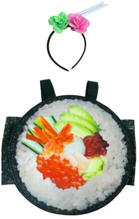 Hellery Halloween-Kostüm für Kinder Erwachsene, Unisex-Kostüm Roll-Set, lustiges Lebensmittel-Kostüm-Set zum Verkleiden, Sushi-Outfit Cosplay-Set für Karneval, Mottoparty, Maskenball, Erwachsenen